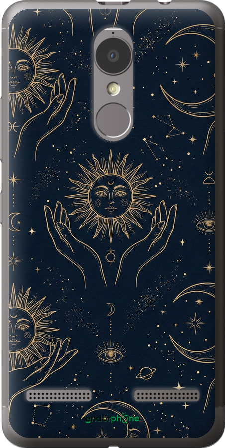 2D пластиковый чехол Celestial Harmony: Sun & Moon Gold Mystic Pattern для Lenovo K6 - 6778t-452 изображение 