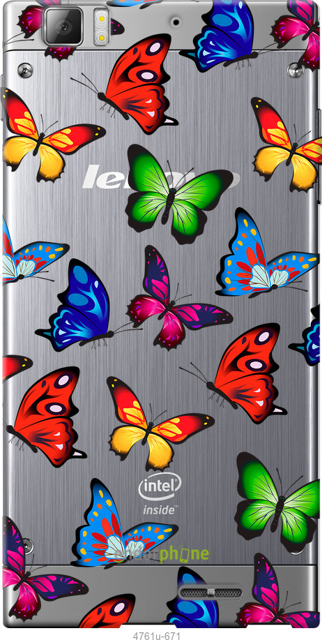Силиконовый чехол Красочные мотыльки для Lenovo K900 - 4761u-671 изображение 