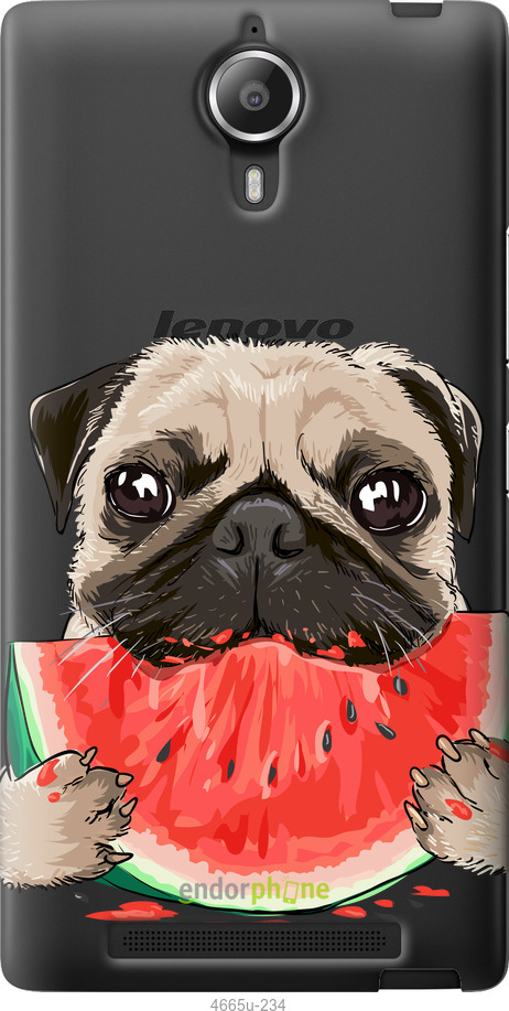 Силиконовый чехол Мопс и арбуз для Lenovo P90 - 4665u-234 изображение 