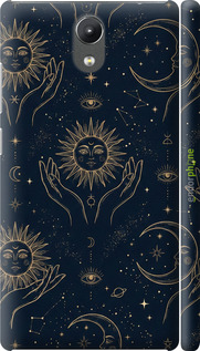 3D пластиковий матовий чехол Celestial Harmony: Sun & Moon Gold Mystic Pattern для Lenovo Phab 2 - 6778m-956 изображение 