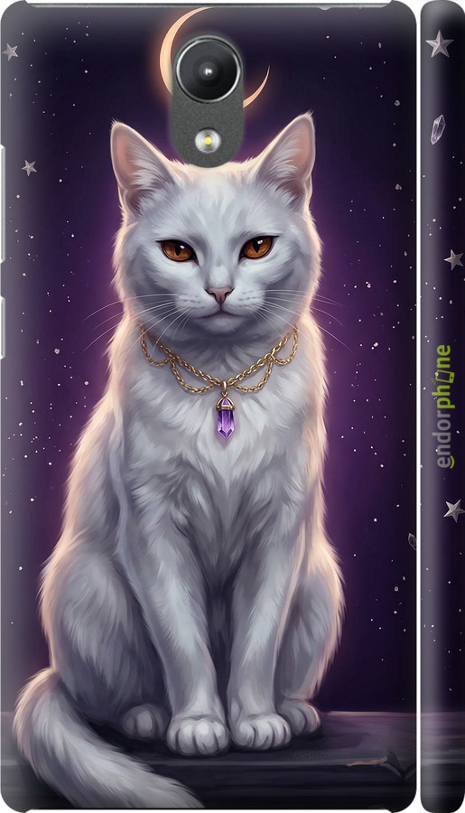 3D пластиковый матовый чехол Mystic White Cat Gothic Dark Purple Gold для Lenovo Phab 2 - 6805m-956 изображение 