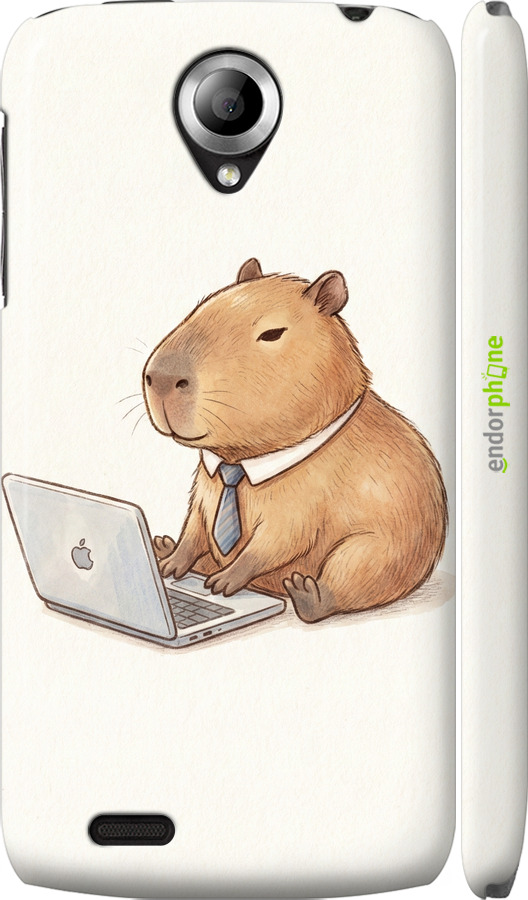 3D пластиковий матовий чехол Funny Capybara CEO Working для Lenovo S820 - 6777m-52 изображение 