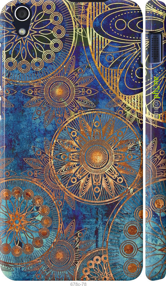 3D пластиковый глянцевый чехол Золотой узор для Lenovo S850 - 678c-78 изображение 