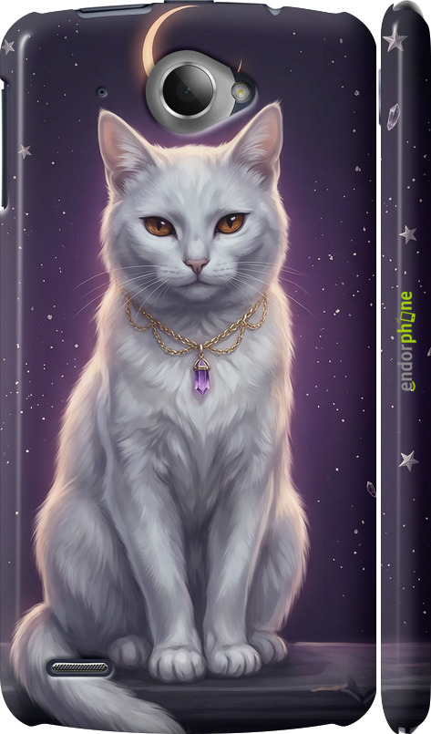 3D пластиковий глянцевий чехол Mystic White Cat Gothic Dark Purple Gold для Lenovo S920 - 6805c-53 изображение 