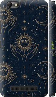 3D пластиковый матовый чехол Celestial Harmony: Sun & Moon Gold Mystic Pattern для Lenovo Vibe C A2020 - 6778m-283 изображение 