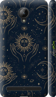 3D пластиковый матовый чехол 'Celestial Harmony: Sun & Moon Gold Mystic Pattern' для Lenovo Vibe C2 изображение 3