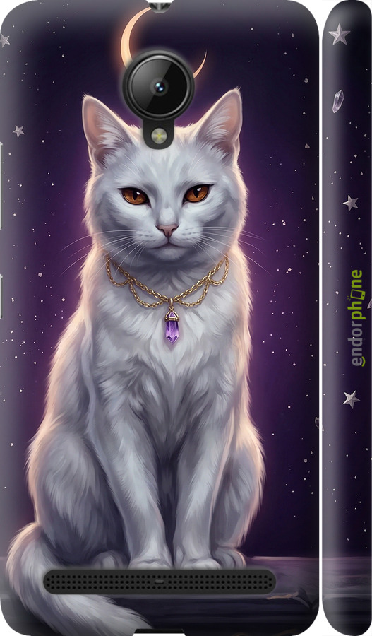 3D пластиковый матовый чехол Mystic White Cat Gothic Dark Purple Gold для Lenovo Vibe C2 - 6805m-397 изображение 