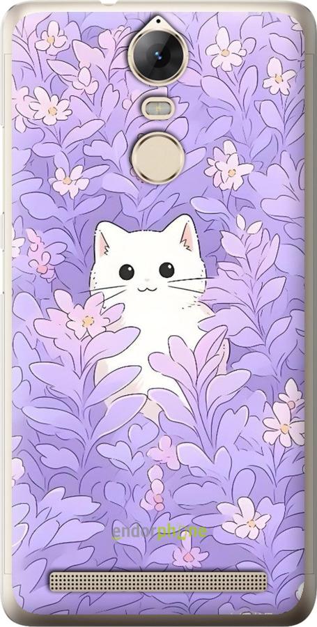 Силиконовый чехол Котик в цветах для Lenovo Vibe K5 Note Pro - 6390u-394 изображение 