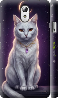3D пластиковый матовый чехол Mystic White Cat Gothic Dark Purple Gold для Lenovo Vibe P1m - 6805m-154 изображение 