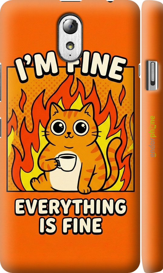 3D пластиковий матовий чехол Funny Cat для Lenovo Vibe P1m - 6786m-154 изображение 