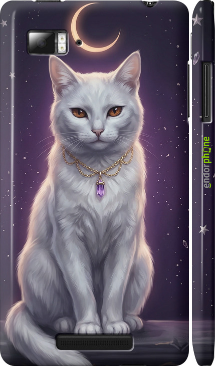 3D пластиковий матовий чехол Mystic White Cat Gothic Dark Purple Gold для Lenovo Vibe Z K910 - 6805m-85 изображение 