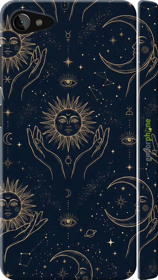 3D пластиковый матовый чехол Celestial Harmony: Sun & Moon Gold Mystic Pattern для Lenovo ZUK Z2 - 6778m-827 изображение 