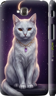 3D пластиковый матовый чехол Mystic White Cat Gothic Dark Purple Gold для LG G Pro Lite Dual D686 - 6805m-440 изображение 