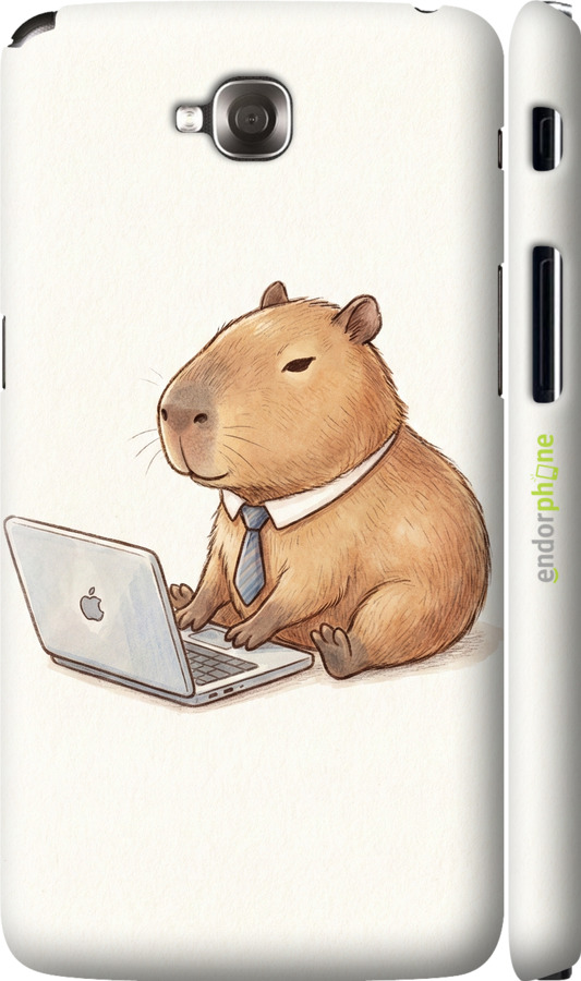 3D пластиковый глянцевый чехол Funny Capybara CEO Working для LG G Pro Lite Dual D686 - 6777c-440 изображение 