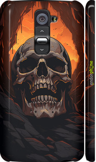 3D пластиковый глянцевый чехол Череп в пещере для LG G2 - 5959c-37 изображение 