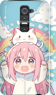 3D пластиковий глянцевий чехол Девочка аниме радуга для LG G2 - 6304c-37 изображение 