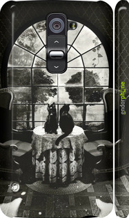 3D пластиковый глянцевый чехол Череп и коты для LG G2 - 6432c-37 изображение 