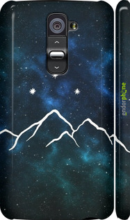 3D пластиковый глянцевый чехол Горы и звезды нарисованы на фоне галактики для LG G2 - 6490c-37 изображение 