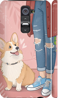 3D пластиковий глянцевий чехол Корги 3 для LG G2 - 6707c-37 изображение 