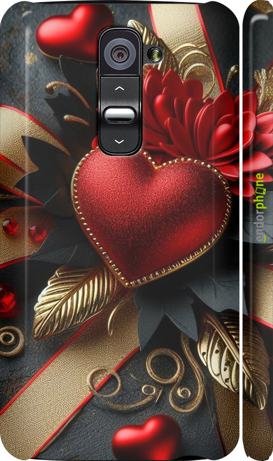 3D пластиковый матовый чехол Сердечки v2 для LG G2 - 5832m-37 изображение 