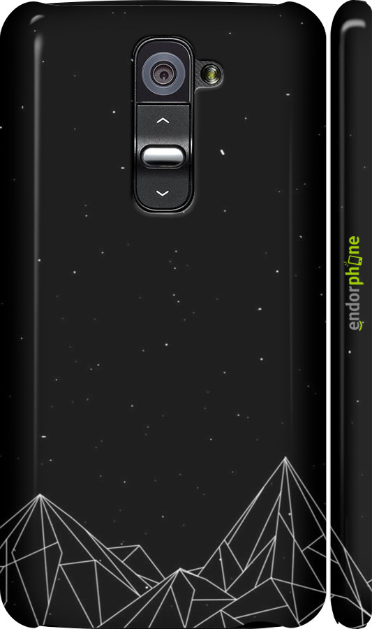 3D пластиковый глянцевый чехол Черно белые абстрактные горы для LG G2 - 6437c-37 изображение 