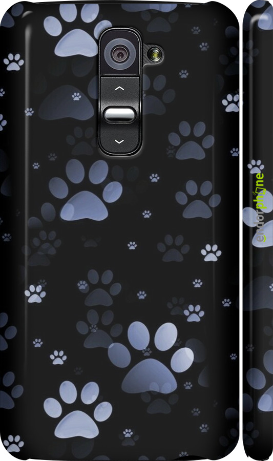 3D пластиковий глянцевий чехол З синіми відбитками лап для LG G2 - 6441c-37 изображение 