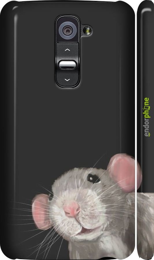 3D пластиковый матовый чехол The Peeking Rat для LG G2 - 6442m-37 изображение 