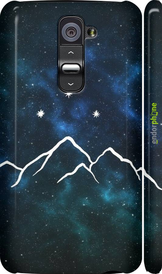 3D пластиковый глянцевый чехол Горы и звезды нарисованы на фоне галактики для LG G2 - 6490c-37 изображение 