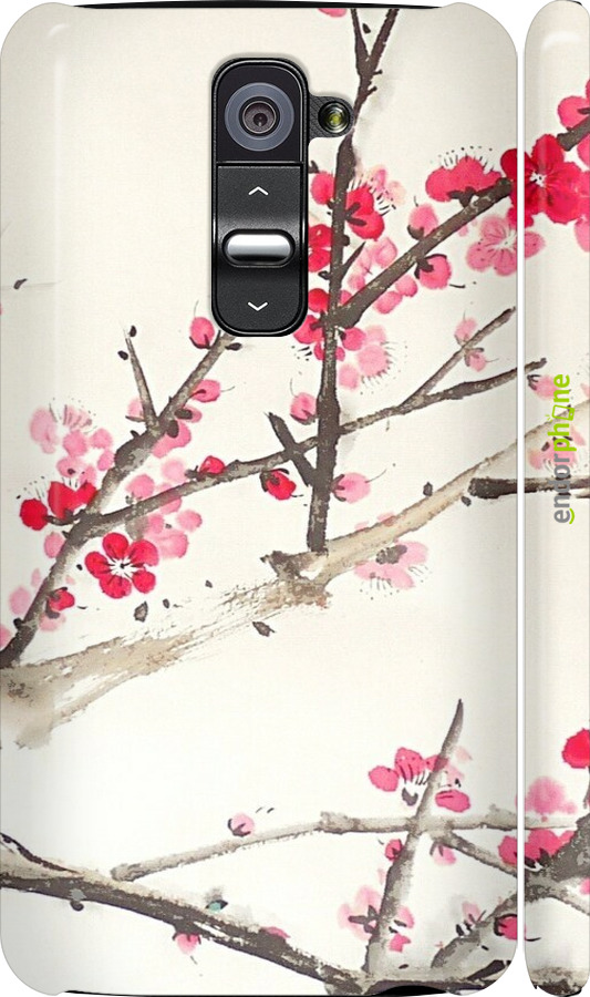 3D пластиковый глянцевый чехол Принт с изображением цветения сакуры для LG G2 - 6545c-37 изображение 