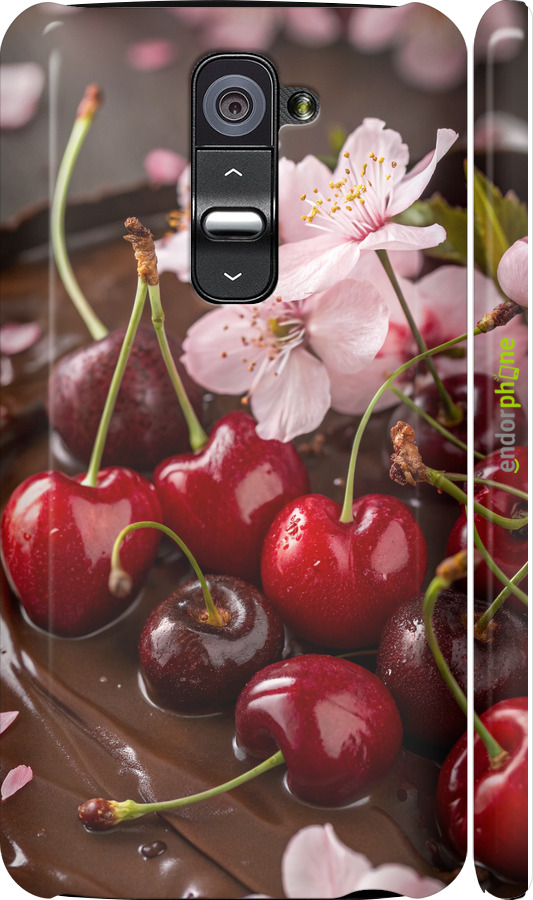 3D пластиковий глянцевий чехол Вишня у шоколаді для LG G2 - 6698c-37 изображение 