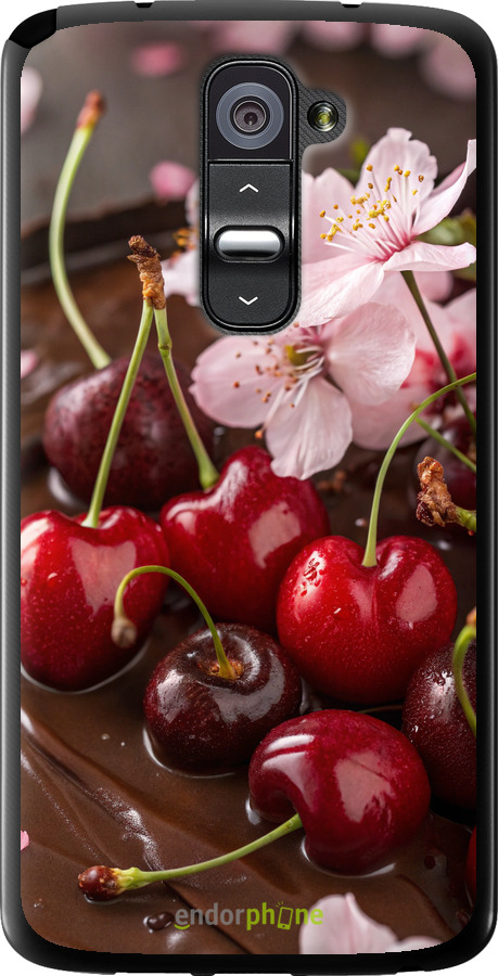 Силиконовый чехол Вишня в шоколаде для LG G2 - 6698u-37 изображение 