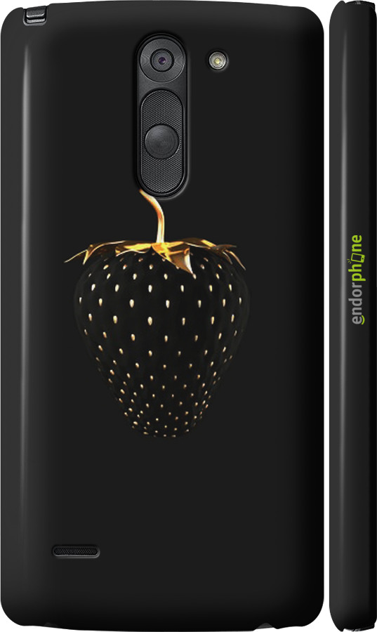 

3D пластиковий матовий чохол "Чорна полуниця" для LG G3 Stylus D690, Чорний