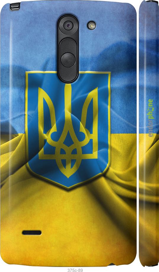 

3D пластиковий матовий чохол "Прапор та герб України" для LG G3 Stylus D690, Блакитний
