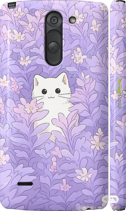 3D пластиковый матовый чехол Котик в цветах для LG G3 Stylus D690 - 6390m-89 изображение 