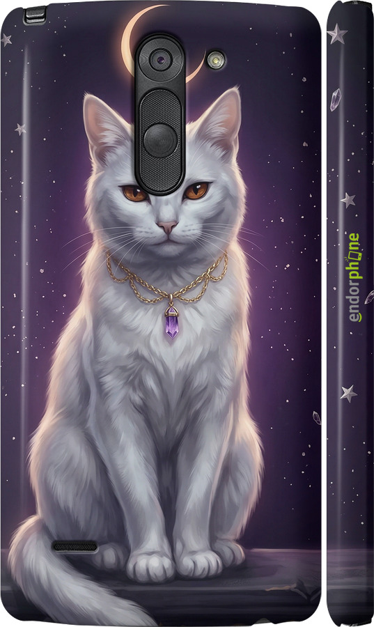 3D пластиковий матовий чехол Mystic White Cat Gothic Dark Purple Gold для LG G3 Stylus D690 - 6805m-89 изображение 