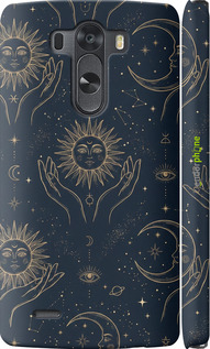 3D пластиковий глянцевий чехол Celestial Harmony: Sun & Moon Gold Mystic Pattern для LG G3 D855 - 6778c-47 изображение 