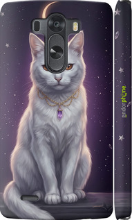 3D пластиковий матовий чехол Mystic White Cat Gothic Dark Purple Gold для LG G3 dual D856 - 6805m-56 изображение 
