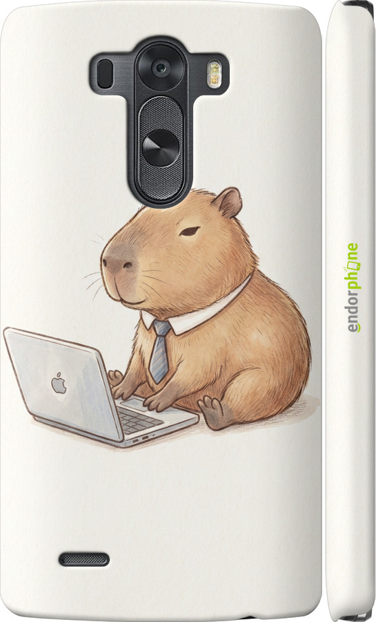 3D пластиковий матовий чехол Funny Capybara CEO Working для LG G3 D855 - 6777m-47 изображение 