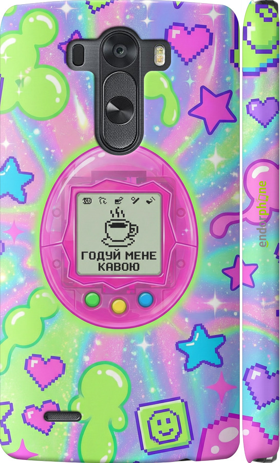 3D пластиковый глянцевый чехол Y2K Aesthetic Retro Pet: Годуй мене кавою для LG G3 D855 - 6784c-47 изображение 