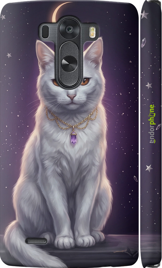 3D пластиковий матовий чехол Mystic White Cat Gothic Dark Purple Gold для LG G3 dual D856 - 6805m-56 изображение 