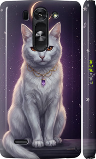 3D пластиковий матовий чехол Mystic White Cat Gothic Dark Purple Gold для LG G3s D724 - 6805m-93 изображение 
