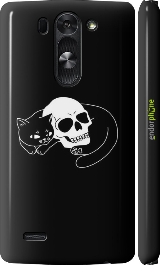 3D пластиковый матовый чехол С изображением кота и черепа для LG G3s D724 - 6491m-93 изображение 