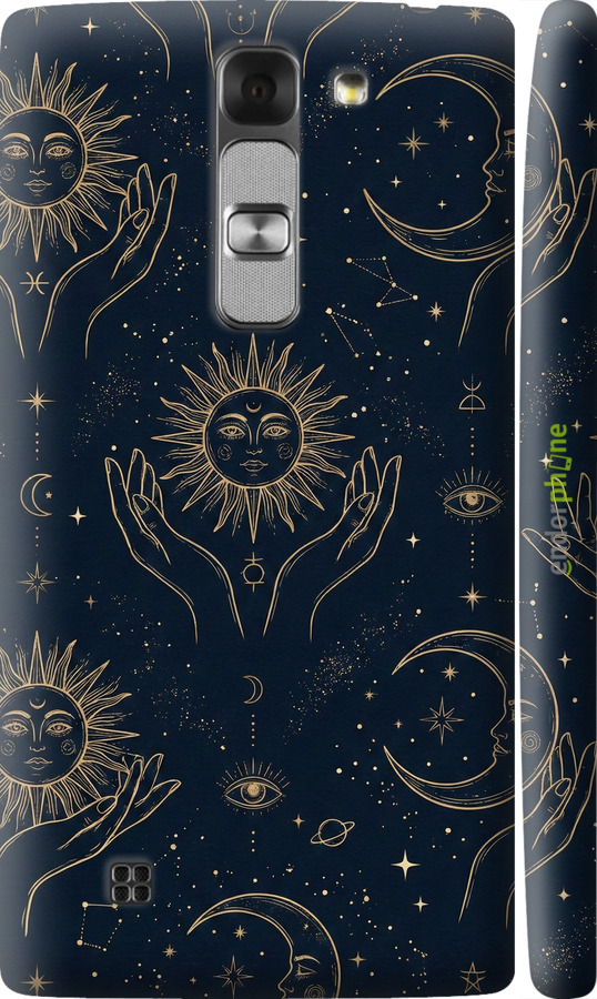 3D пластиковий глянцевий чехол Celestial Harmony: Sun & Moon Gold Mystic Pattern для LG G4c H522y - 6778c-389 изображение 