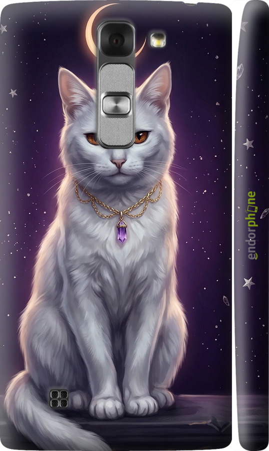 3D пластиковый глянцевый чехол Mystic White Cat Gothic Dark Purple Gold для LG G4c H522y - 6805c-389 изображение 