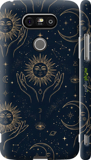 3D пластиковый матовый чехол Celestial Harmony: Sun & Moon Gold Mystic Pattern для LG G5 H860 - 6778m-348 изображение 