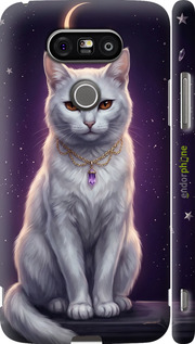 3D пластиковый матовый чехол Mystic White Cat Gothic Dark Purple Gold для LG G5 H860 - 6805m-348 изображение 
