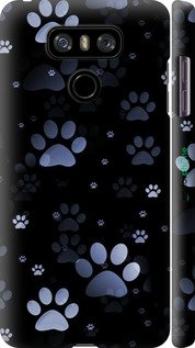 3D пластиковый матовый чехол С синими отпечатками лап для LG G6 - 6441m-836 изображение 
