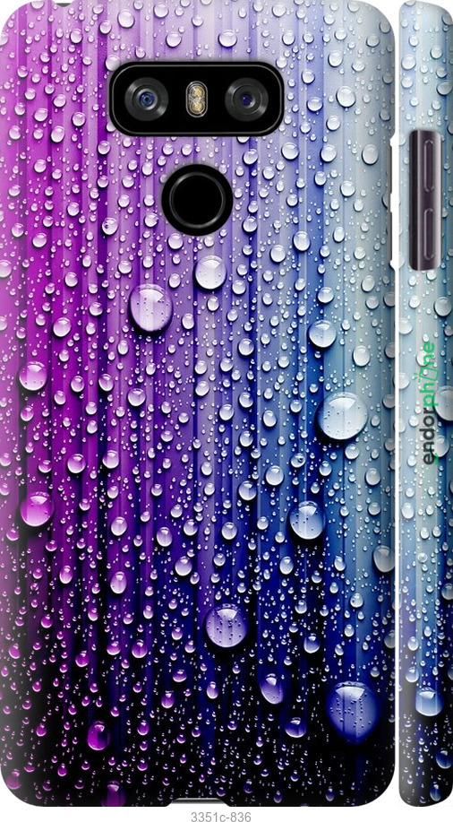 

3D пластиковий матовий чохол "Краплини води" для LG G6, Синій