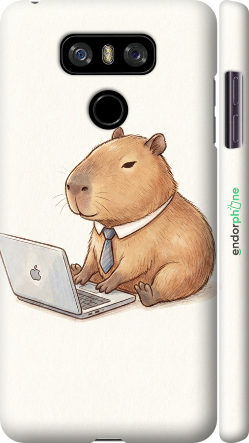 3D пластиковий матовий чехол Funny Capybara CEO Working для LG G6 - 6777m-836 изображение 