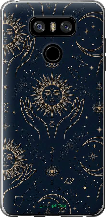 Силиконовый чехол Celestial Harmony: Sun & Moon Gold Mystic Pattern для LG G6 - 6778u-836 изображение 